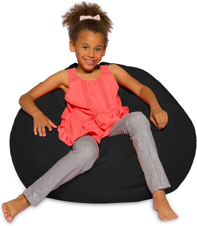 Posh Beanbags Bean Bag Chair, Large-38in, Solid Black - LeafyLoom