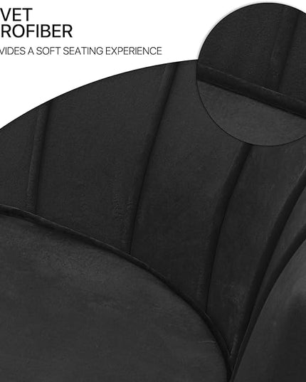 MoNiBloom 52" Black Velvet Loveseat Sofa with 2 Pillows, Modern 2-Seater Sofa Upholstered Tufted Love Seat Couch with Golden Metal Legs for Living Room Conference Room, 300 Lbs Capacity - LeafyLoom