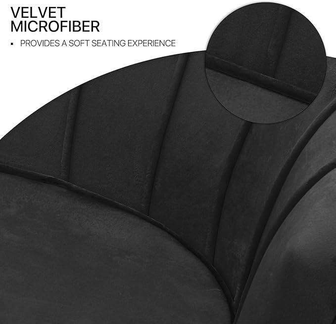 MoNiBloom 52" Black Velvet Loveseat Sofa with 2 Pillows, Modern 2-Seater Sofa Upholstered Tufted Love Seat Couch with Golden Metal Legs for Living Room Conference Room, 300 Lbs Capacity - LeafyLoom