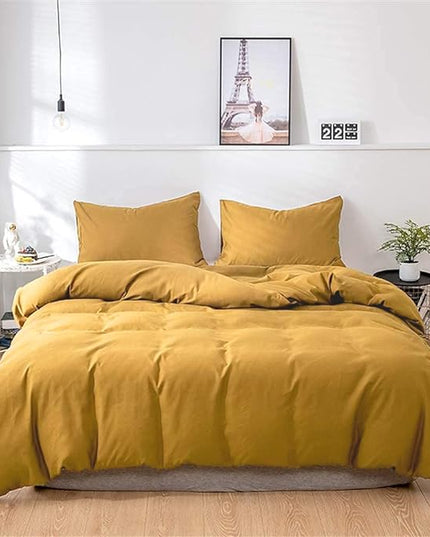 Mustard Yellow Comforter Sets Full Pure Deep Dark Yellow Bedding Set 3 Pieces Women Men Ginger Yellow Comforter Sets Lightweight Durable Yellow Blanket Full Quilts Breathable Bed Comforter Set - LeafyLoom