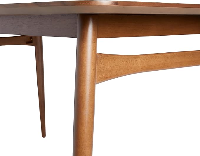 Walker Edison Mid-Century Modern Solid Wood Tapered-Leg Dining Table, 59 Inch, Walnut - LeafyLoom