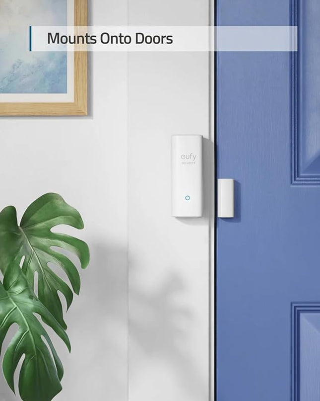 eufy Security Entry Sensor, Detects Opened and Closed Doors or Windows, Door Monitoring, Sends Alerts, Triggers Siren, 2-Year Battery Life, Indoor Use Only, Requires HomeBase, 24/7 Monitoring Optional eufySecurity