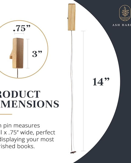 Wall Book Organizers Hanging Pins - Extra Pins for Floating Shelves Wall Mounted, Extra Hardwood Hanging Pins for Floating Bookshelves, Ideal for Book Lovers, (Natural Finish) - LeafyLoom