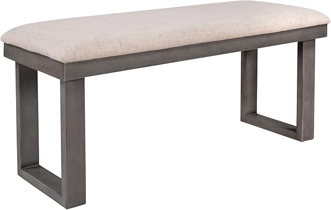 Kitchen 6-Pieces Family Furniture, Solid Wood Dining Room Set with Rectangular Table & 4 Chairs with Bench, Gray - LeafyLoom