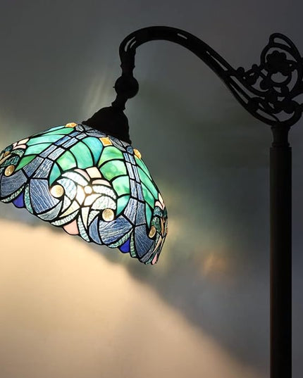 Tiffany Reading Floor Lamp,Stained Glass Gooseneck Floor Light for Reading,Antique Style Tall Standing Lamp for Living Room Bedroom and Office - LeafyLoom