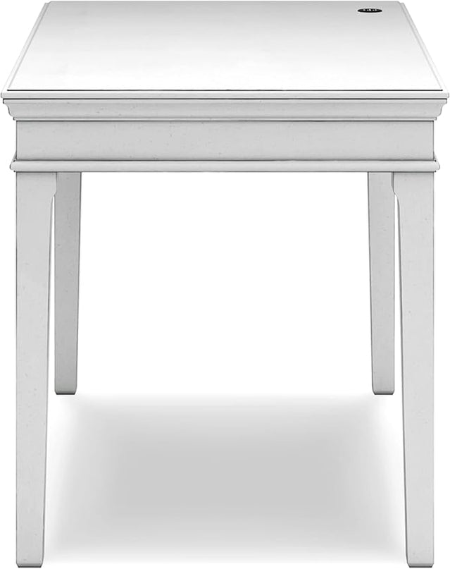 Signature Design by Ashley Kanwyn Classic Home Office Small Leg Desk with 1 Drawer and USB Ports, White - LeafyLoom