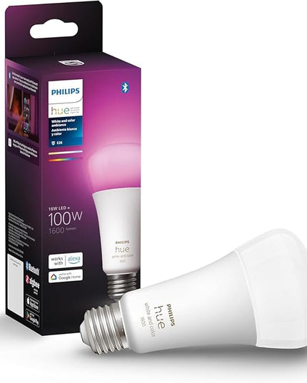 Philips Hue Smart 100W A21 LED Bulb - White Ambiance Warm-to-Cool White Light - 1 Pack - 1600LM - E26 - Indoor - Control with Hue App - Works with Alexa, Google Assistant and Apple Homekit PhilipsHue