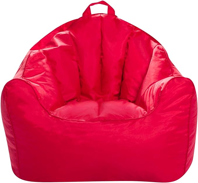 Posh Creations Structured Comfy Seat for Playrooms and Bedrooms, Large Bean Bag Chair, Malibu Lounge, Red - LeafyLoom