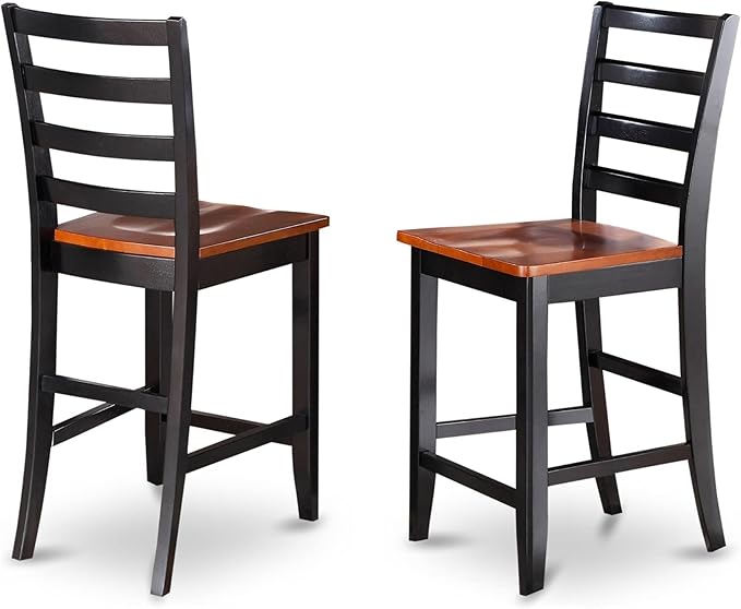East West Furniture PBFA5-BLK-W 5 Piece Kitchen Counter Height Set Includes a Square Pub Table and 4 Dining Room Chairs, 36x36 Inch, Black & Cherry - LeafyLoom
