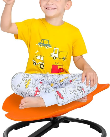 Autism Kids Swivel Chair Sensory Products, Sit and Spin Spinning Chair Carousel Spin Sensory Chair, Kids Body Coordination Training,Sensory Toy Chair for Kids 2-10 Orange - LeafyLoom