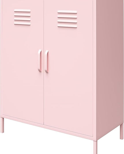 Novogratz Cache 2 Door Metal Locker Storage Cabinet, Bashful Pink - LeafyLoom