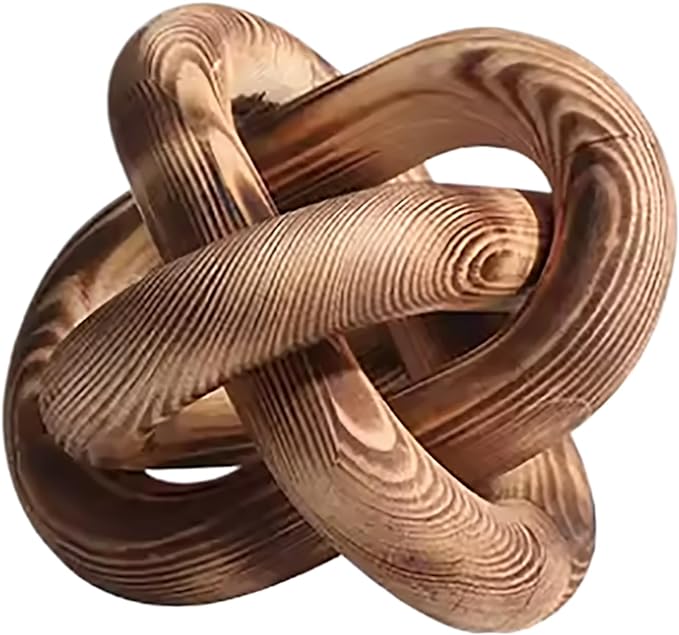 Wood Knot Decor -Coffee Table Decor Shelf Decor Table Books Hand Carved Home Decoration Boho Country Rustic Modern Shabby Chic Style Decor 3 Link Wooden Knot Chain Link Decor (Vintage) - LeafyLoom