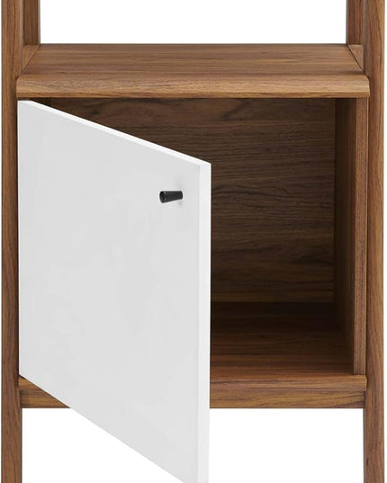 Modway Bixby Display Case, 21" Bookshelf, Walnut White - LeafyLoom