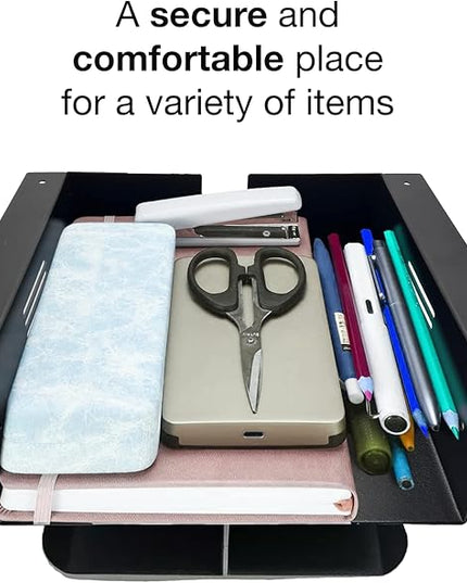 – Premium Under Desk Storage – Convenient Under Desk Drawer – Mountable Desk Drawer for Office & Home – Desk Storage from Alloy Steel – Ideal for Organizing – Size – Black/White - LeafyLoom