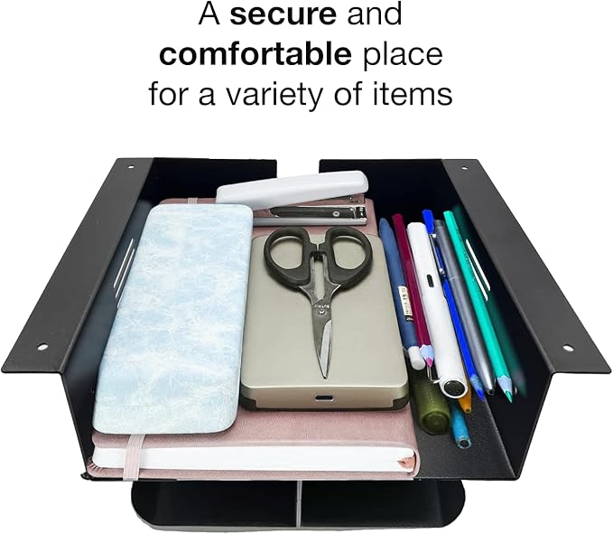 – Premium Under Desk Storage – Convenient Under Desk Drawer – Mountable Desk Drawer for Office & Home – Desk Storage from Alloy Steel – Ideal for Organizing – Size – Black/White - LeafyLoom