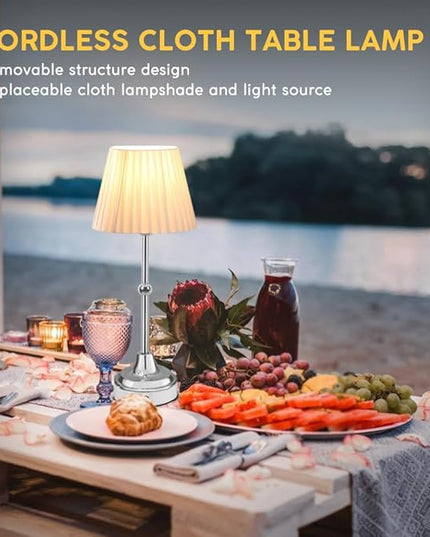 Cordless Metal Table Lamp,Touch Sensor Control Portable LED Table Lamp,3-Levels Brightness Rechargeable Bedside Lamp,Night Light for Kids Nursery,Dining Room Lamp (Silver) - LeafyLoom