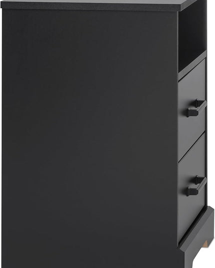 Prepac 2 Drawer Nightstand, 16.25in x 18.75in x 24.5in, Rustic Black - LeafyLoom