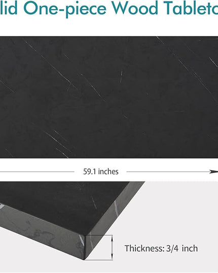Kaboon Universal Tabletop 59.1"x23.62", Solid One-Piece Melamine Table Top, Double Desk L-Desk DIY, Home and Office Countertop, Cloud Atlas/Black Marble - LeafyLoom