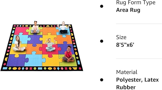 Booooom Jackson Classroom Carpets Elementary, Kid Rug Children's Classroom Seating Rug for Nursery, School, Children's Colorful Area Rug Educational Carpet with Non-Slip Backing(Seats-16),8'5"x 6'5" - LeafyLoom
