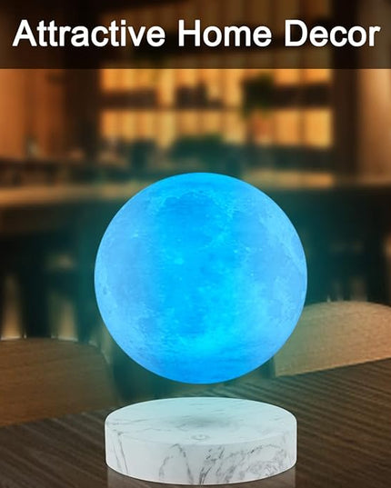 VGAzer Levitating Moon Lamp,Floating and Spinning in Air Freely with 3D Printing LED Moon Light Has 16 Colors 20 Modes for Unique Christmas Gifts,Room Decor (Marble Base 16 Colors) - LeafyLoom