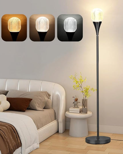 Modern Globe Floor Lamp, Minimalist Room Decor Standing Lamp, Dimmable LED Tall Floor Light for Living Room, Bedroom Decor, Full Range Dimming, Adjustable Color Temperature 3000K-6000K - Matte Black - LeafyLoom