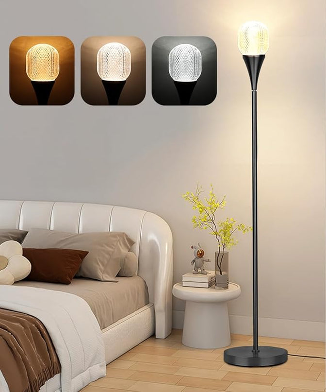 Modern Globe Floor Lamp, Minimalist Room Decor Standing Lamp, Dimmable LED Tall Floor Light for Living Room, Bedroom Decor, Full Range Dimming, Adjustable Color Temperature 3000K-6000K - Matte Black - LeafyLoom
