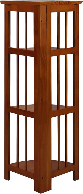 Casual Home 4-Shelf Corner Folding Bookcase, Honey Oak - LeafyLoom