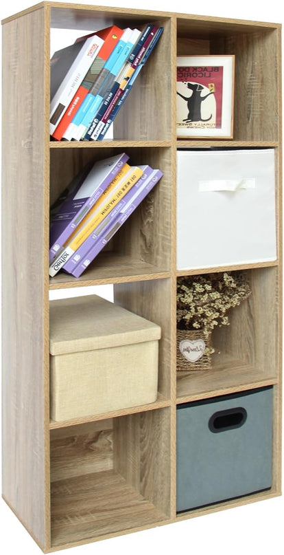 PACHIRA E-Commerce 8 Cube Storage Bookshelf, Unit Shelf, Wooden Closet Cabinet, Organizer Rack in Study, Oak - LeafyLoom
