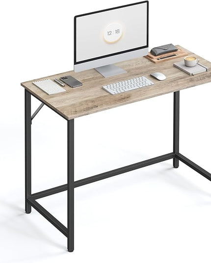 VASAGLE Computer Desk, Gaming Desk, Home Office Desk, for Small Spaces, 19.7 x 39.4 x 29.5 Inches, Industrial Style, Metal Frame, Greige and Black ULWD041B02V1 - LeafyLoom