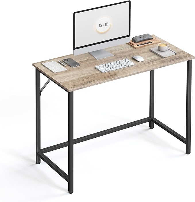 VASAGLE Computer Desk, Gaming Desk, Home Office Desk, for Small Spaces, 19.7 x 39.4 x 29.5 Inches, Industrial Style, Metal Frame, Greige and Black ULWD041B02V1 - LeafyLoom