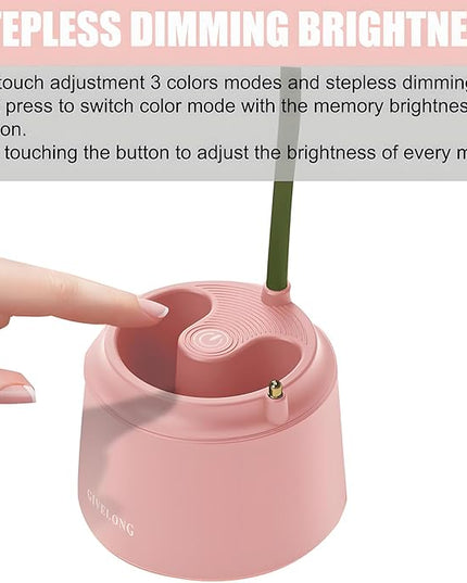 Cute LED Desk Lamp Kawaii Desk Accessories, Flower Bird Table lamp USB Rechargeable, 3 Color Modes, Stepless Dimming, Touch-Sensitive Switch Kawaii Room Decor Lamp, Eye Caring Reading Lamp (Pink) - LeafyLoom