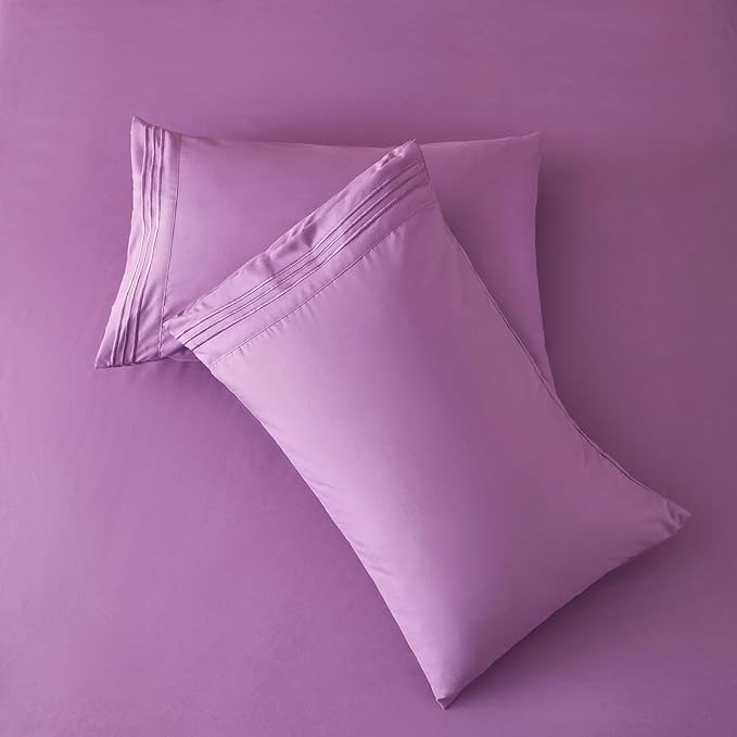 Bed Sheet Set - Brushed Microfiber Bedding - Bedding Sheets & Pillowcases - Deep Pockets - Easy Fit - Breathable & Soft Hotel Sheets - 4 Piece Full Purple - LeafyLoom