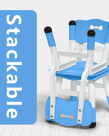 4 Piece Kids Chair Set 3 Levels Adjustable Stackable Kids Chairs Ideal for Playrooms, Schools, Daycares and Homes Washable and easy to clean Max weight 220LB(Navy Blue4piece set) - LeafyLoom