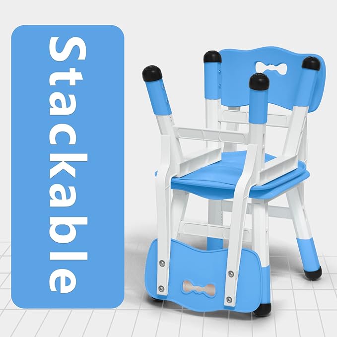 Adjustable Kid Chairs Indoor 3 Level Adjustable Suitable for Children Age 2-6. Maximum load-bearing 220LBS Suitable for Family Classroom and Nursery Child Seat Set (2-Pack-Navy Blue) - LeafyLoom