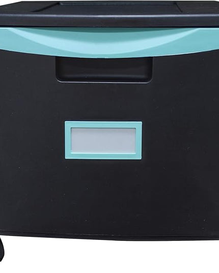 Storex 61270A01C File Cabinet, 1-Pack, Black/Teal - LeafyLoom