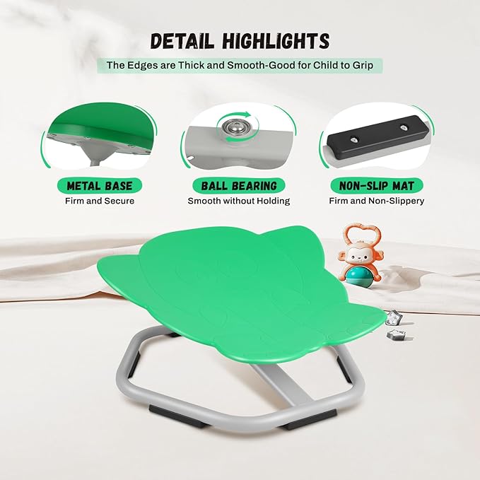 Elephant Kids Swivel Chair, Seat and Spinning Chair, Body Coordination Training Chair, Green Non Slip Sensory Toys 360° Spinning Chair for Autistic Kids Aged 3+, Improving Toddler's Physical Fitness - LeafyLoom