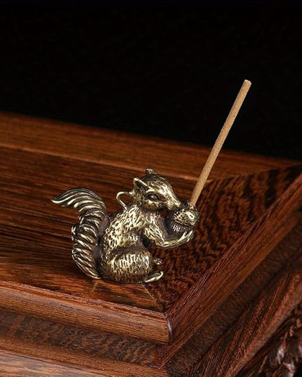 Vintage Solid Brass Squirrel Figurine - Adorable Desk Decor for Collectors - Perfect Home or Office Accent(Squirrel) - LeafyLoom