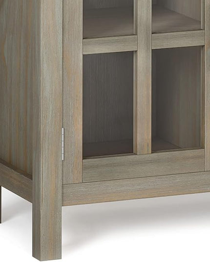 SIMPLIHOME Kitchener SOLID WOOD 53 Inch Wide Contemporary TV Media Stand in Distressed Grey for TVs up to 60 Inches, For the Living Room and Entertainment Center - LeafyLoom