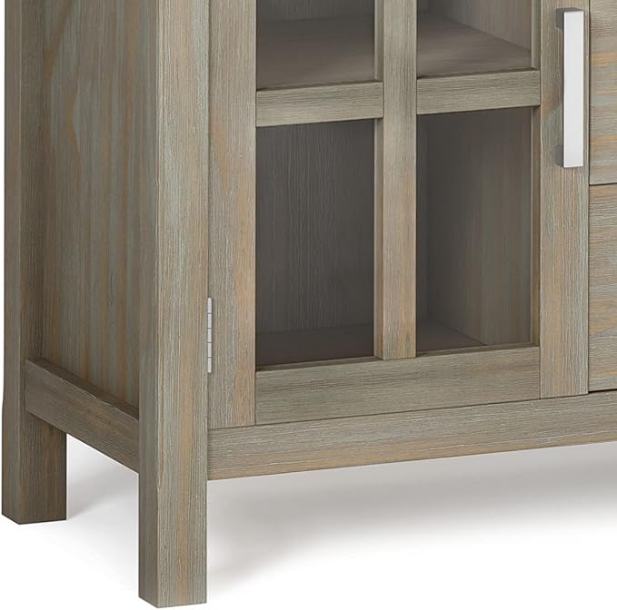 SIMPLIHOME Kitchener SOLID WOOD 53 Inch Wide Contemporary TV Media Stand in Distressed Grey for TVs up to 60 Inches, For the Living Room and Entertainment Center - LeafyLoom