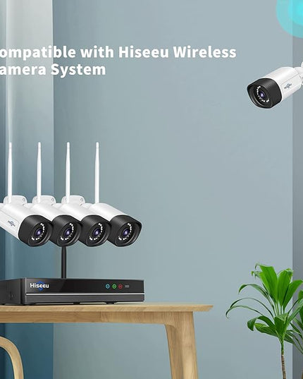 Hiseeu 2K Wireless Pro Security Camera Wireless Outdoor, 2-Way Audio, 3MP Surveillance Cameras, IP66 Waterproof, 2.4Ghz & 5Ghz, Motion Detection, SD Storage, Compatible with System, Work with Alexa Hiseeu