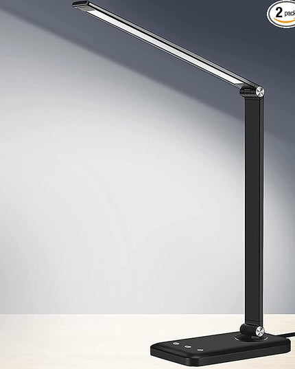 AFROG Multifunctional LED Desk Lamp with USB Charging Port, 5 Lighting Modes,5 Brightness Levels, Sensitive Control, 30/60 min Auto Timer, Eye-Caring Office Lamp，8W，5000K - LeafyLoom