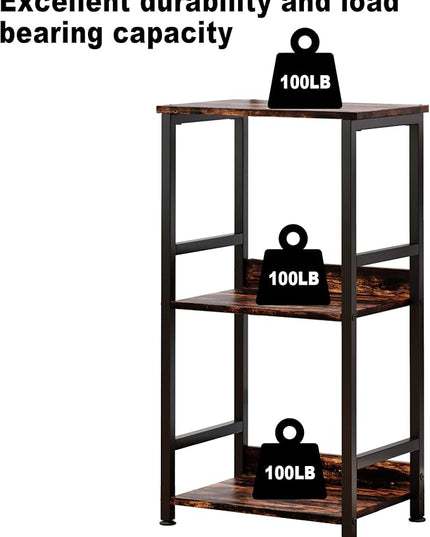 Small Bookshelf for Small Spaces, 3 Tier Small Book Shelf Organizer, Narrow Bookcase for Small Spaces, Small Bookcase for Bedroom, Living Room, Home, Office, 120 lbs Weight Capacity (Brown) - LeafyLoom