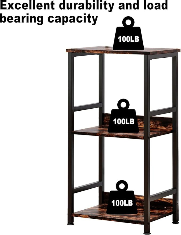 Small Bookshelf for Small Spaces, 3 Tier Small Book Shelf Organizer, Narrow Bookcase for Small Spaces, Small Bookcase for Bedroom, Living Room, Home, Office, 120 lbs Weight Capacity (Brown) - LeafyLoom
