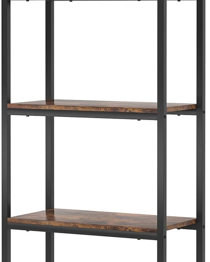4-tier Arched Bookshelf, Tall Open Bookcase Storage Shelves, Wood Metal Freestanding Display Rack Tall Shelving Unit for Home Office, Bedroom, Living Room, Rustic Brown - LeafyLoom