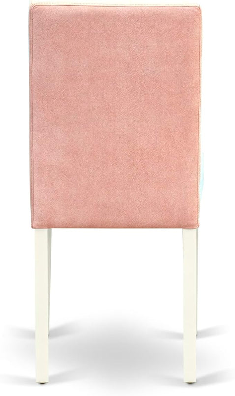 East West Furniture ANAS3-LWH-42 Antique 3 Piece Set Consists A Wood Table and 2 Beige Red Faux Leather Mid-Century Dining Chairs with Stylish Back, Linen White Finish, 36x36 Inch - LeafyLoom