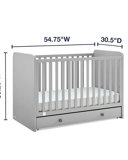 babyGap by Delta Children Graham 4-in-1 Convertible Crib with Storage Drawer TrueSleep Crib and Toddler Mattress (Bundle), Grey/Dark Grey - LeafyLoom