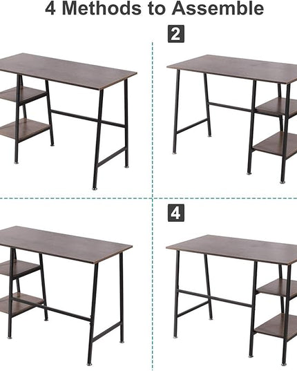 VECELO 43 Inch Computer Modern Student Writing Home-Office, Ladder Desk, Coffee+black Leg - LeafyLoom