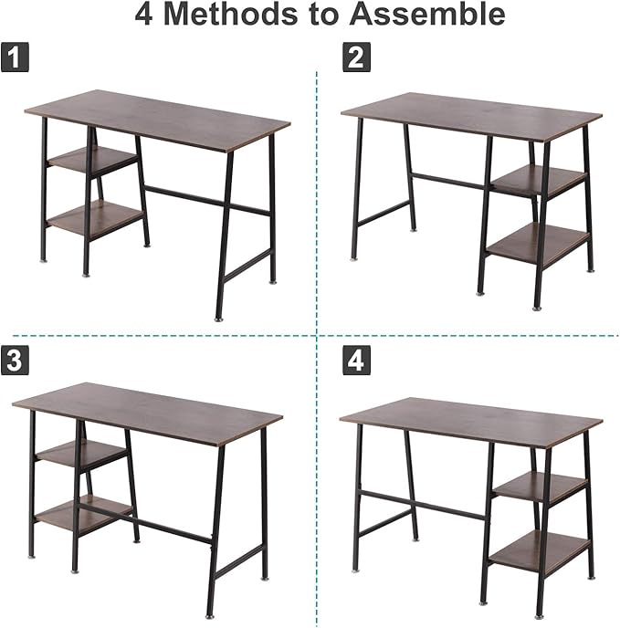 VECELO 43 Inch Computer Modern Student Writing Home-Office, Ladder Desk, Coffee+black Leg - LeafyLoom