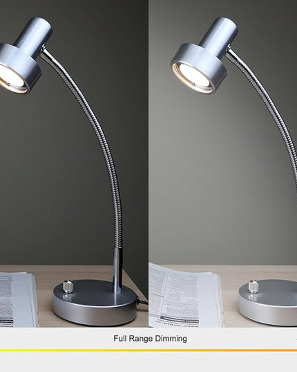 O’Bright Dimmable LED Desk Lamp with USB Charging Port (5V/2A), Full Range Dimming LED, Table Lamp with USB Charger, Flexible Gooseneck, Office Desk Lamp/Bedside Lamp, Vintage Design (Aluminum) - LeafyLoom