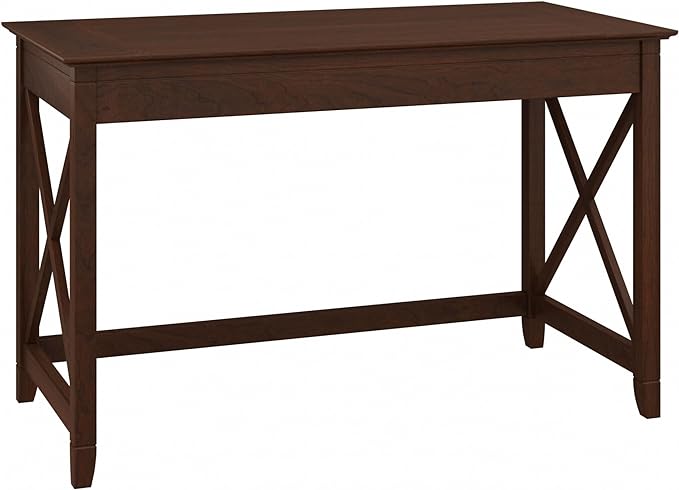 Bush Furniture Key West Writing Table for Home Office | Small Modern Farmhouse Desk, 48W, Bing Cherry - LeafyLoom